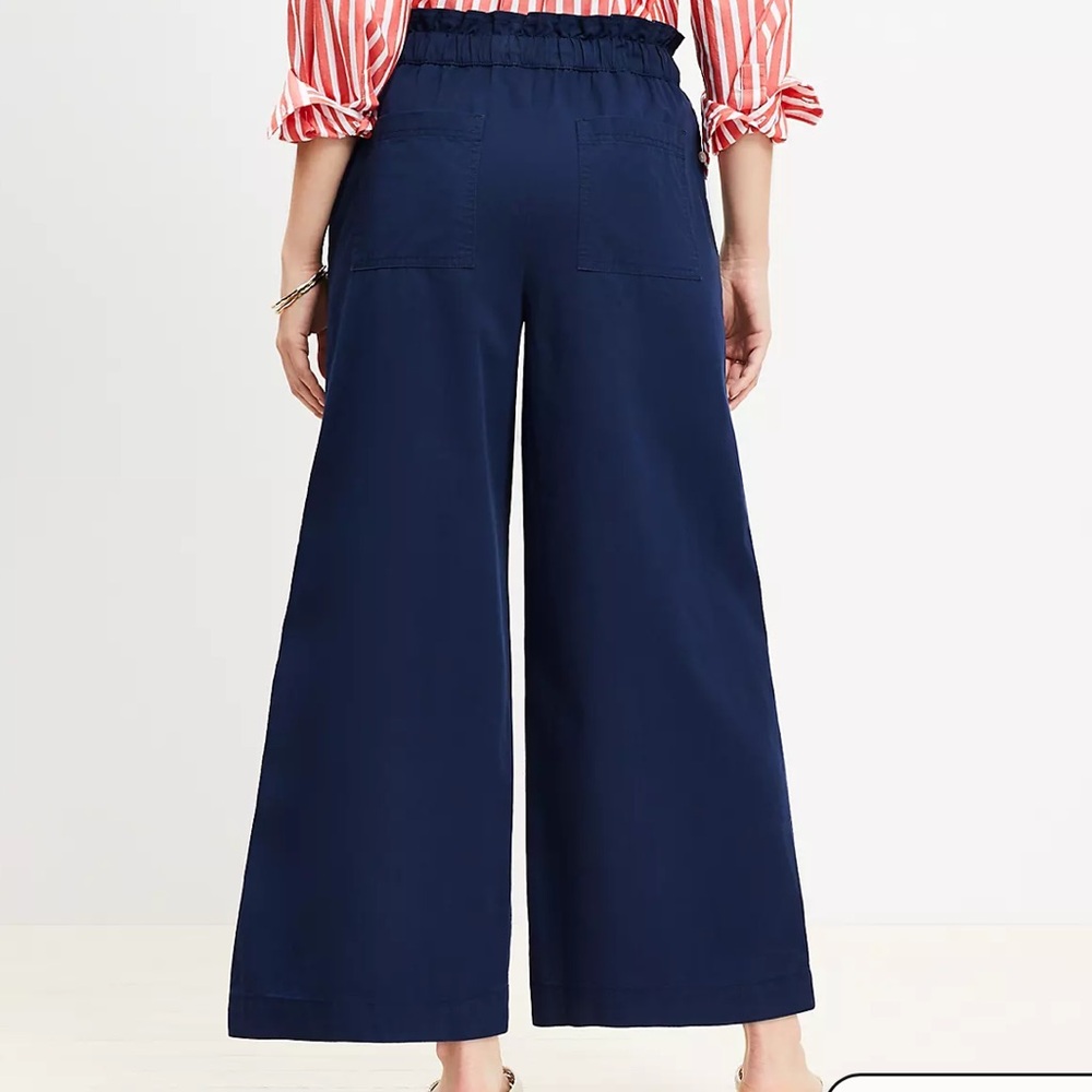 LOFT Navy Wide Leg Pants - Picture 4 of 12
